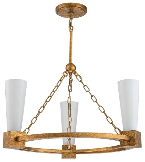 Elstead KRISTY3-DG-OPAL - KRISTY rúdon függő csillár 3xE27/40W/230V, rézszínű