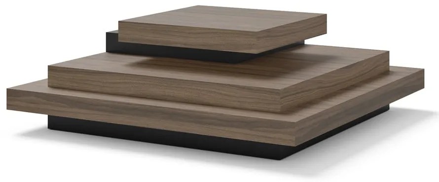 Fekete-natúr színű dohányzóasztal diófa dekorral 110x110 cm Slate – TemaHome