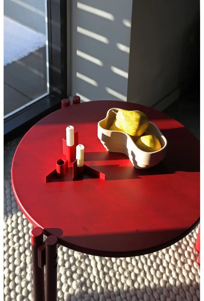 Piros borovi fenyő kerek dohányzóasztal ø 80 cm Sticks – Karup Design