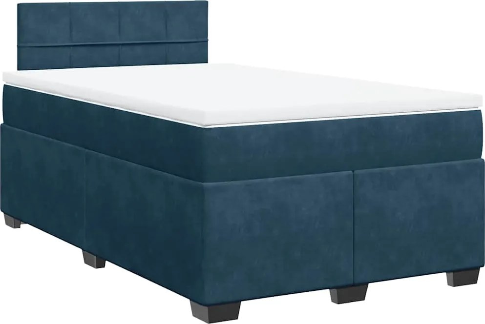 vidaXL sötétkék bársony rugós ágy matraccal 120x190 cm