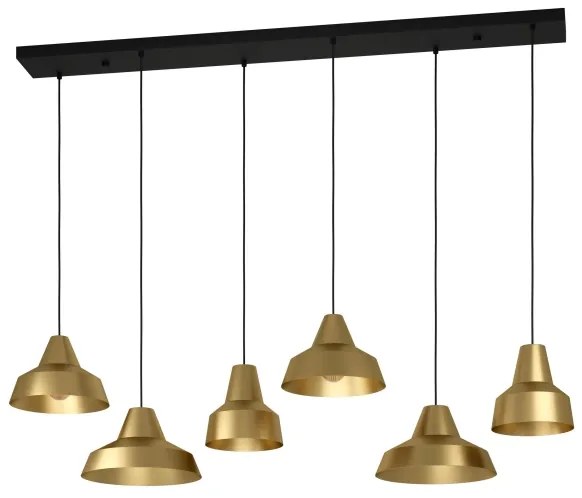 Eglo 390017 - Csillár zsinóron SAVARNA 6xE27/40W/230V arany