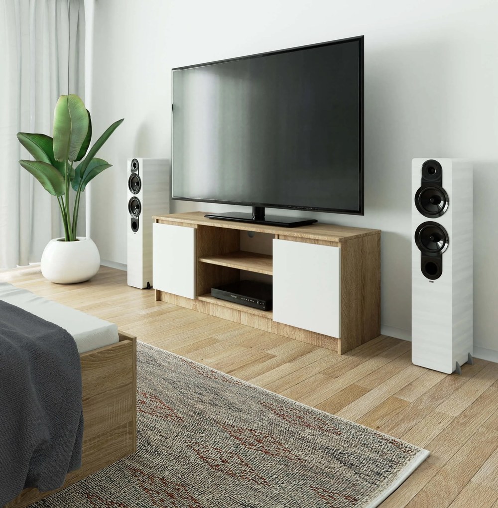 TV asztal Dariel (szonoma tölgy + fehér). Akció -12%. 1069015