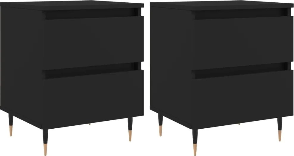 vidaXL 2 db fekete szerelt fa éjjeliszekrény 40 x 35 x 50 cm
