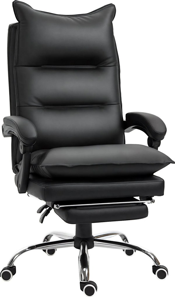 Vinsetto Irodai Szék Relaxáló Funkcióval, Ergonomikus Íróasztali Szék, Magasságban Állítható Forgószék Lábpihentővel, Kárpitozott, 135 kg-ig Terhelhet