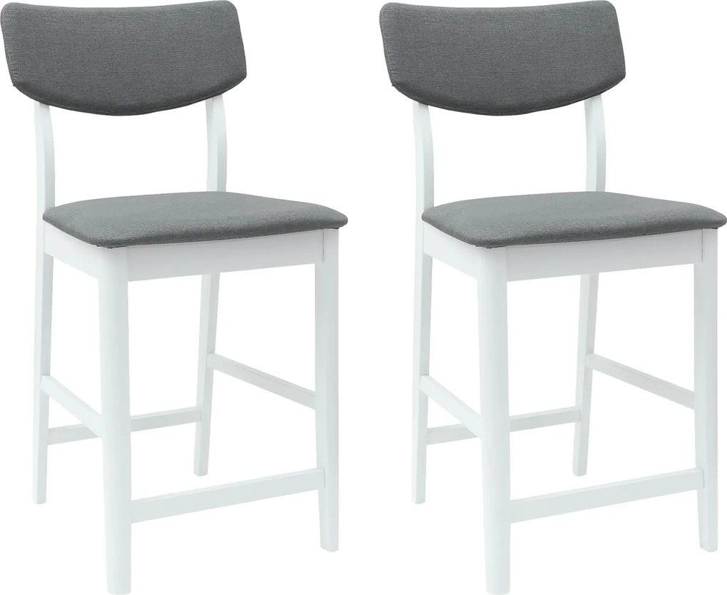 vidaXL Étkező Székek 2 pcs Fehér 48 x 49 x 95 cm Tömör Gumi Fa