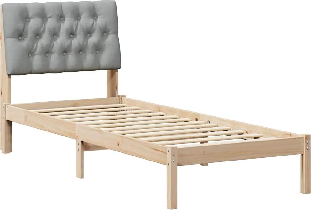 vidaXL Ágykeret Kárpitozott Fejtámlával fejtámlával Barna 75 x 190 cm