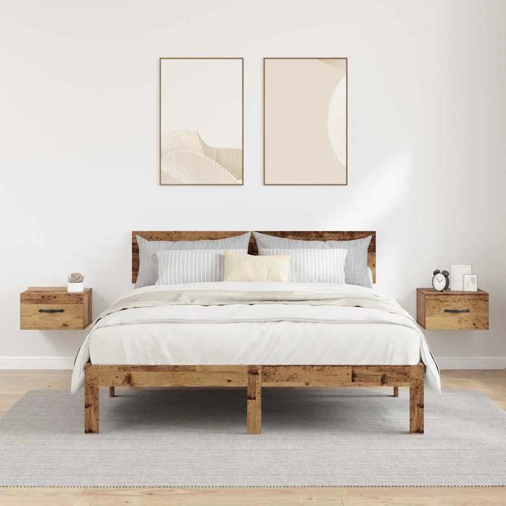 Éjjeliszekrény fiókkal 2 pcs Régi fa 35 x 35 x 20 cm Faanyag