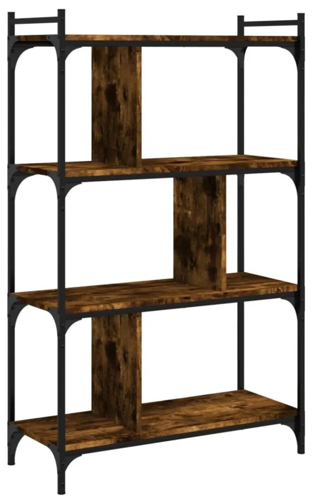 4 szintes füstös tölgy színű fa könyvespolc 76 x 32 x 123 cm