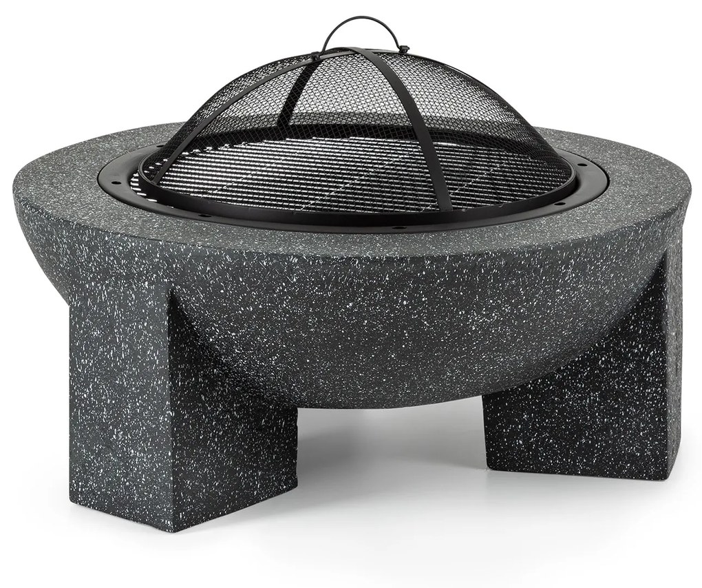 Troja, tűzrakóhely, grill, Ø 75 cm, szikrafogó, acél, műkő, MgO, tűzálló