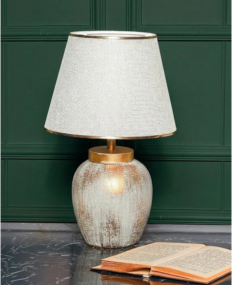 Krémszínű-aranyszínű asztali lámpa textil búrával (magasság 47 cm) Yakamoz – Opviq lights