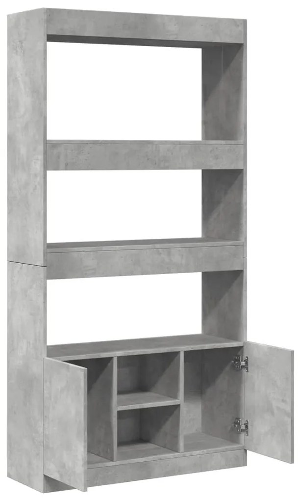 betonszürke szerelt fa magasszekrény 92 x 33 x 180 cm