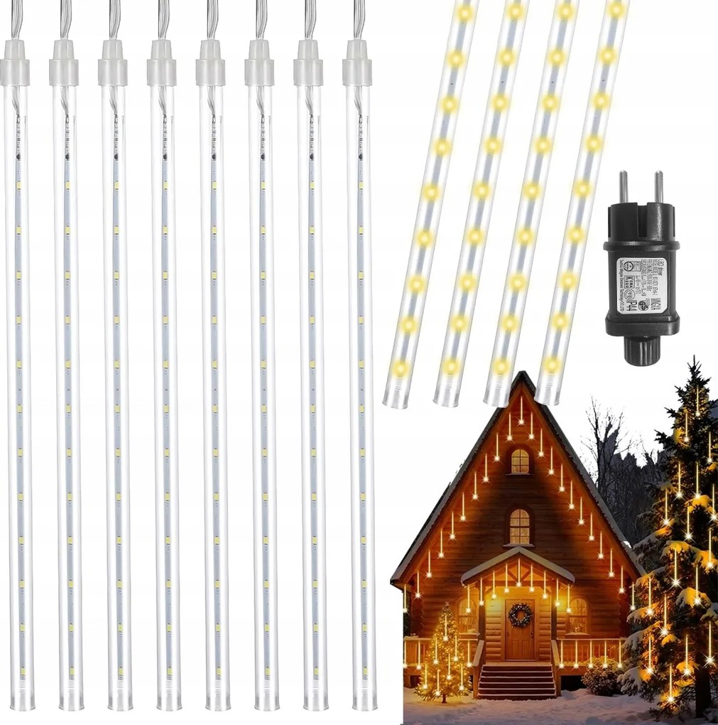 Jégcsap Meteor Fehér Meleg Led Lámpa Hulló Hó 30cm Fehér Meleg