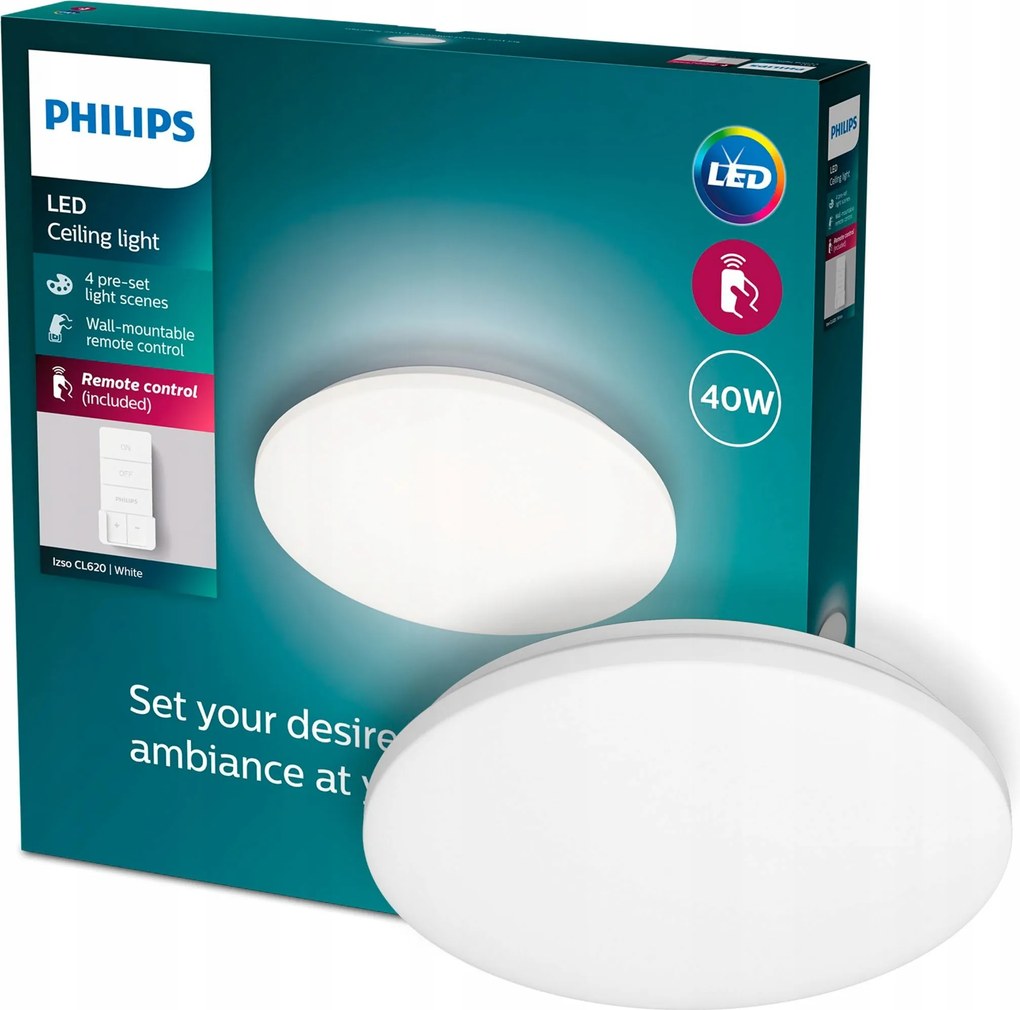 Plafon Led Mennyezeti Lámpa 40W 2700-6500K Fényerőszabályozható 47cm Távirányító Philips