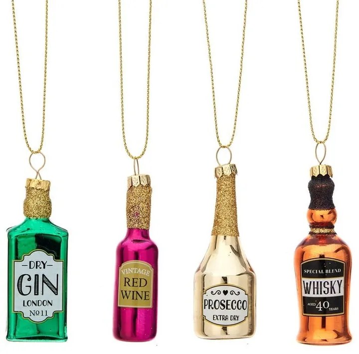 Üveg kézzel készített karácsonyfadísz készlet 4 db-os 10 cm Christmas Cheer – Sass &amp; Belle