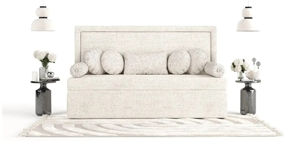 Krémszínű kárpitozott egyszemélyes ágy 80x200 cm Scala – Maison de Rêve