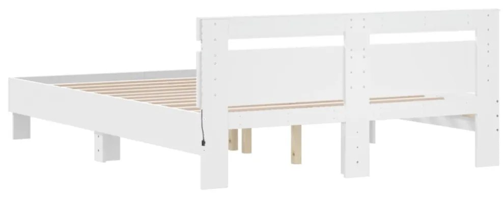 fehér ágykeret fejtámlával és LED-del 150 x 200 cm