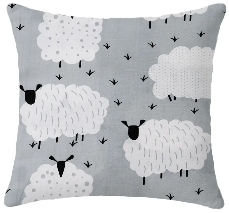 2 db díszpárnahuzat szett WHITE SHEEPS 45x45 cm, szürke