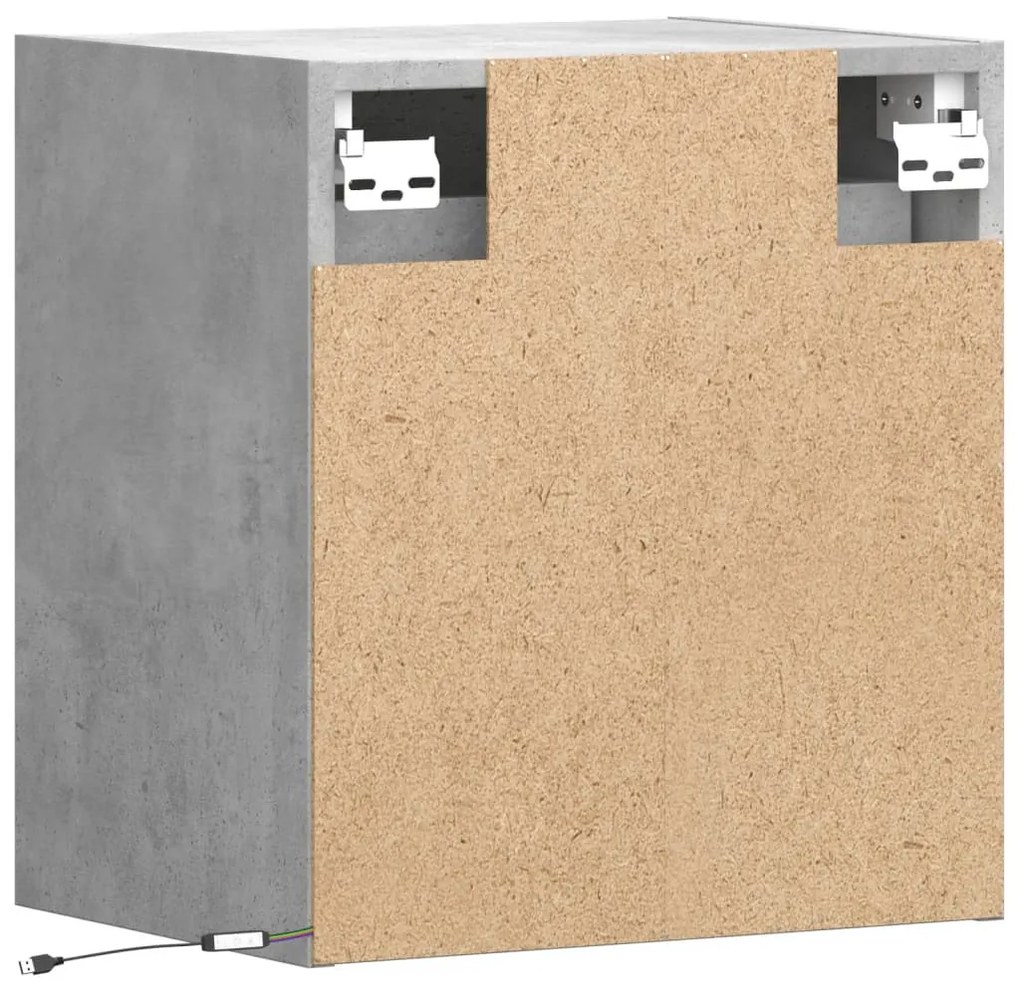 betonszürke falra szerelhető TV-szekrény LED-del 41x31x45 cm