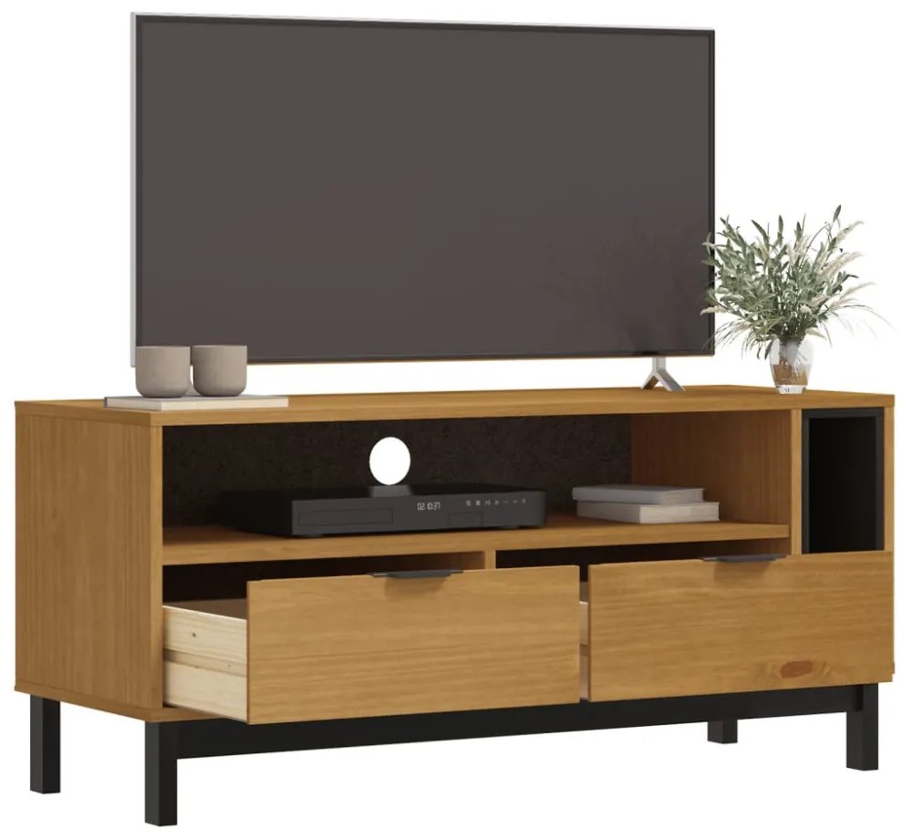 FLAM tömör fenyőfa TV-szekrény 110 x 40 x 50 cm
