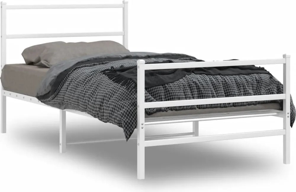 vidaXL fehér fém ágykeret fej- és lábtámlával 100 x 200 cm