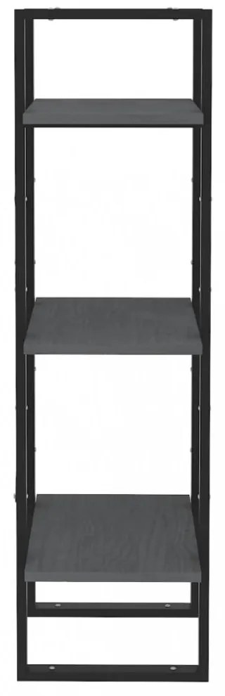 háromszintes szürke tömör fenyőfa könyvszekrény 40x30x105 cm