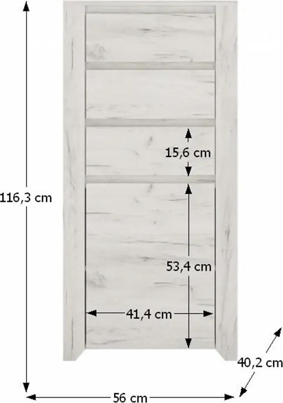 Komód typ 35, fehér craft, ANGEL