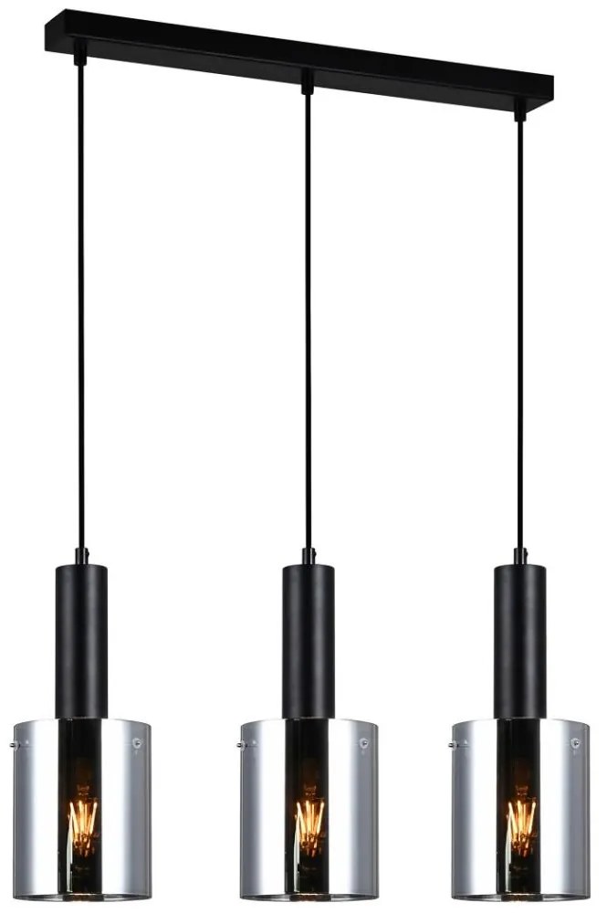 Italux ITALUX PND-5581-3-BK+SG - Csillár zsinóron SARDO 3xE27/40W/230V fekete IT0618