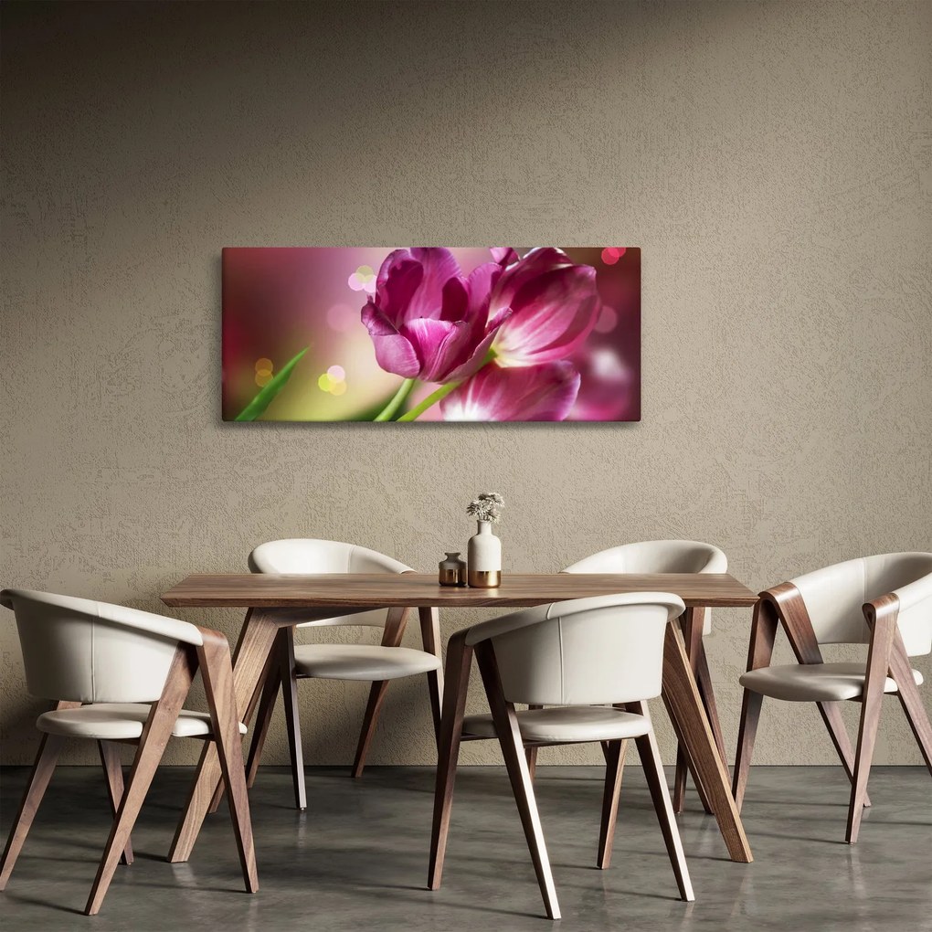 Rózsaszín tulipánok képe (120x50 cm)