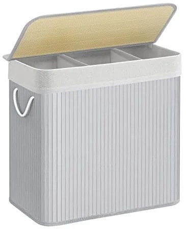 Szennyestartó kosár 3 rekesszel, 150L, Szürke