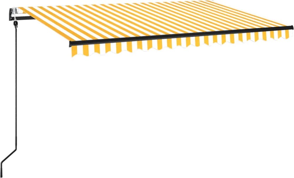 vidaXL sárga és fehér automata napellenző 450 x 350 cm