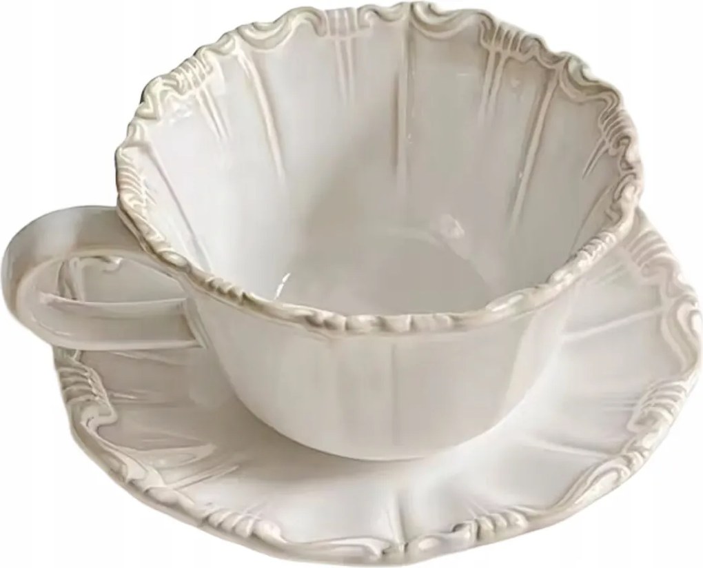 Elegáns Kerámia Csésze Aljjal Fehér 280ml