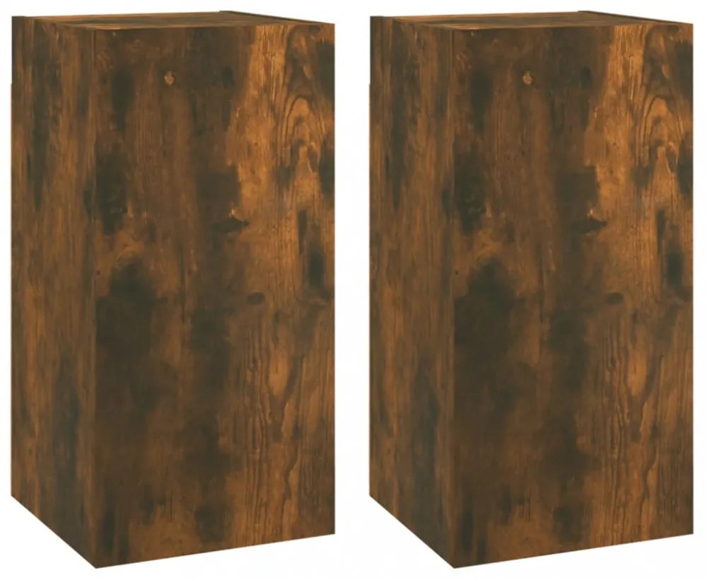 2 db füstös tölgy színű szerelt fa TV-szekrény 30,5x30x60 cm