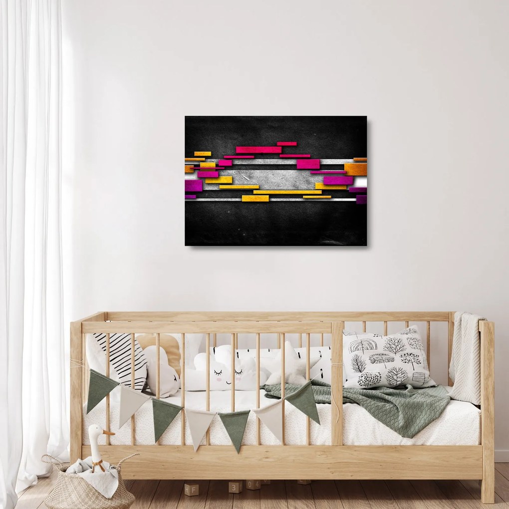 Egy kép a színes absztrakció fekete alapon (üvegen) (70x50 cm)