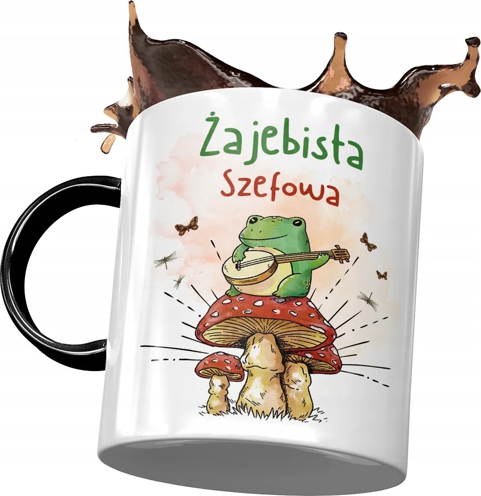 Fekete főnöknő bögre Békás főnöknő nyomott mintával, fényképpel