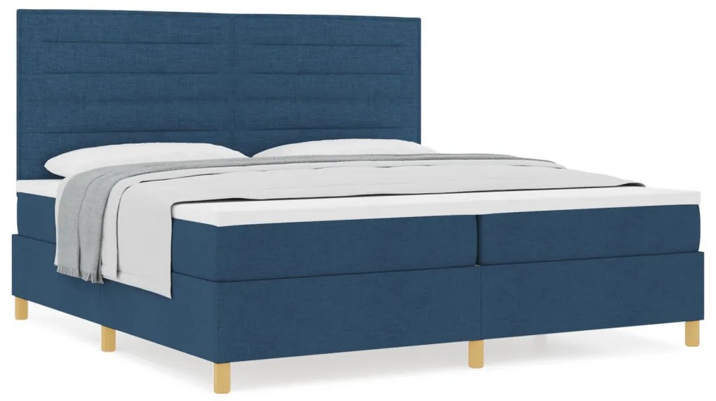 Box Spring Ágy Matrac Kék 200x200 cm Szövet