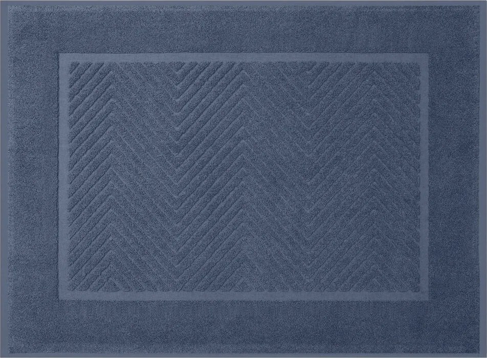 Fürdőszobaszőnyeg 50X70 pamut cikk-cakk mintás, sötétkék