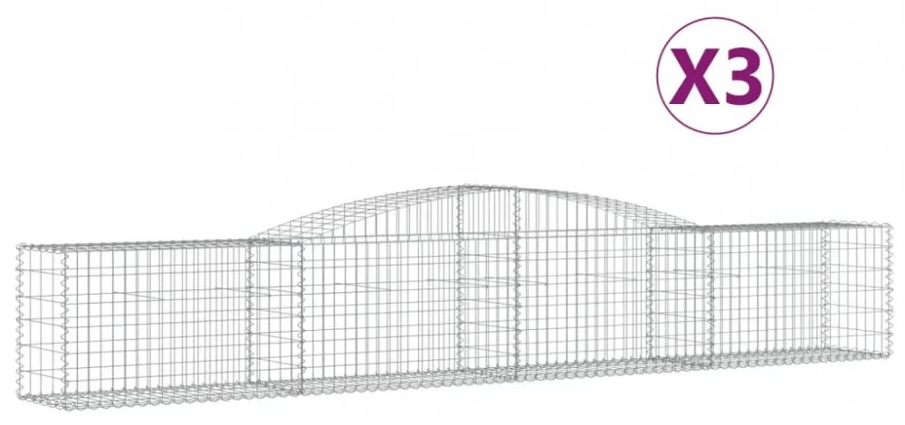 vidaXL 3 db íves horganyzott vas gabion kosár 400x50x60/80 cm