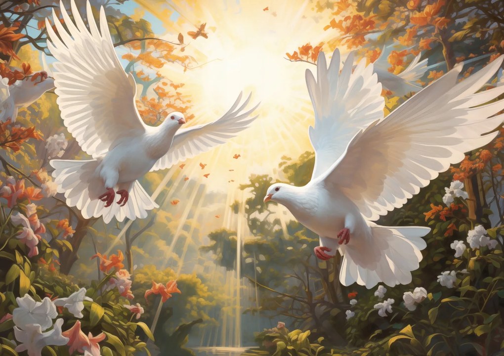 Poszter 84,1x59,4cm Galambok a reggelben