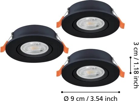 Eglo 902265 - SZETT 3x LED beépíthető mennyezeti spotlámpa BARRANCO LED/4,8W/230V fekete