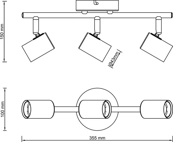 Brilliant - KERRY spotlámpa 3xE27/40W/230V fekete/sárgaréz