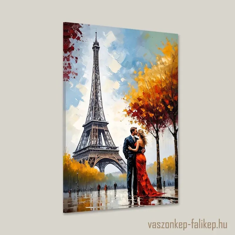 Őszi szerelem Párizsban – romantikus prémium vászonkép 40x60cm