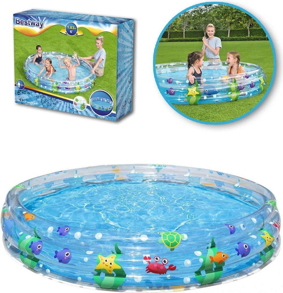 Gyerekmedence Zuhanytálca Felfújható Kerti Medence Pumpálható 183x33 cm