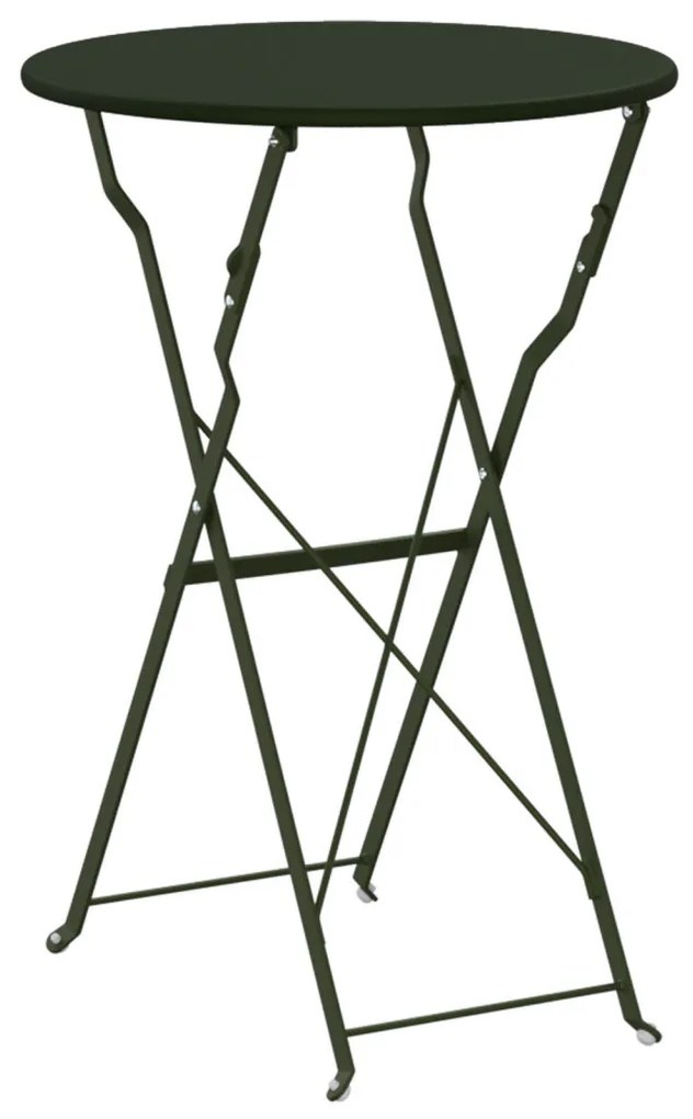 Összecsukható Bisztróasztal Sötétzöld Ø50x71 cm Porbevonatú Acél