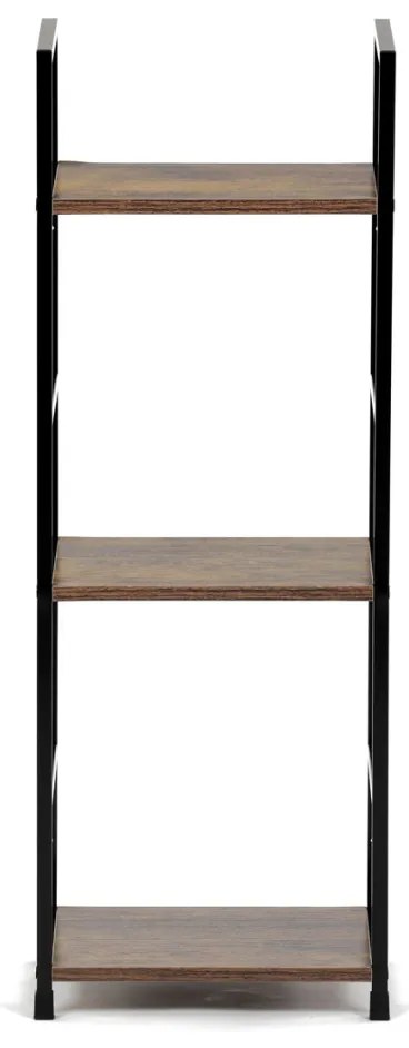 Bibliotecă , 3 rafturi, decor lemn vintage, MDF, lac negru