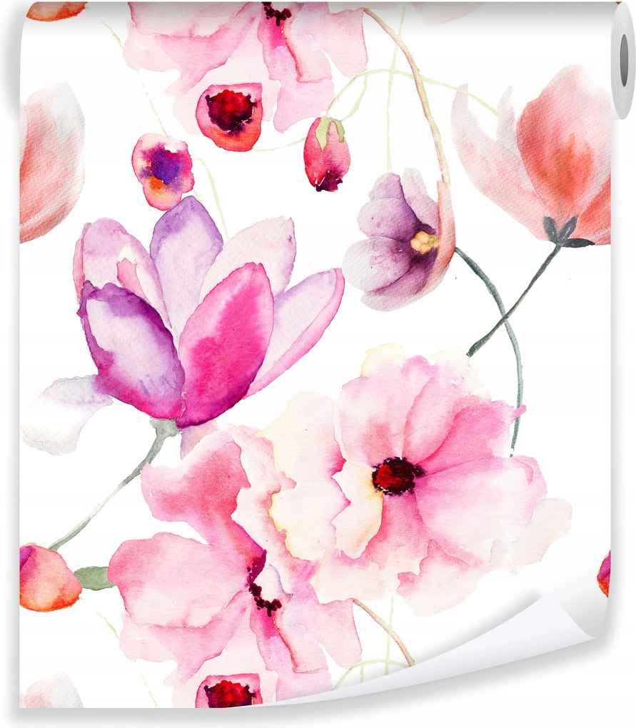 Tapéta Virágok Rózsaszín Bazsarózsa Flizelin Fal Tapéta