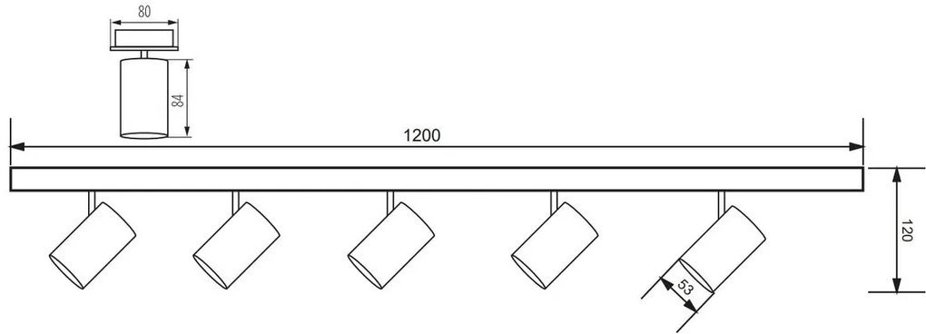 Lámpa Mennyezeti lámpatest VENETO, IP20, max. 20W, 5 x GU10, kör, fekete