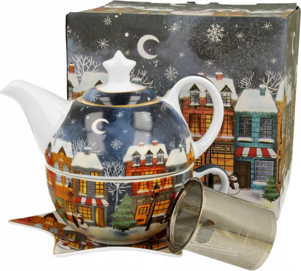 Csésze Csészealjjal És Teafőzővel 350ML Karácsonyi Ajándék