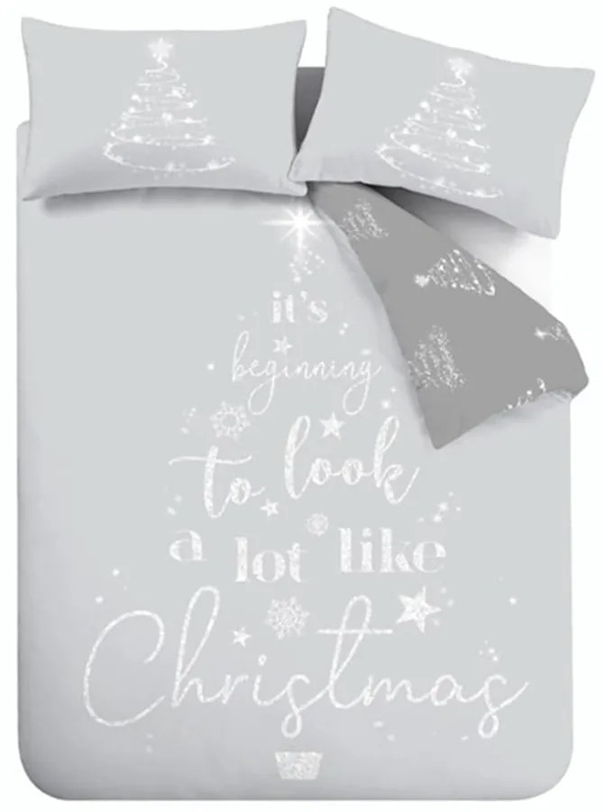 Szürke kétszemélyes ágyneműhuzat 200x200 cm A Lot Like Christmas – Catherine Lansfield