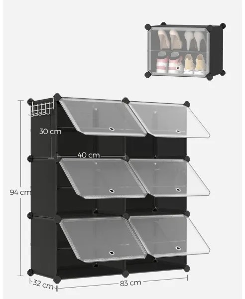 BOXIFY moduláris rekeszes polc, fekete