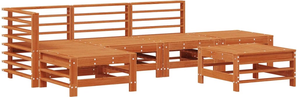 vidaXL Kerti lounge szett 5 pcs Viaszbarna Tömör fenyő